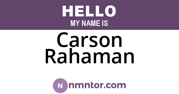 Carson Rahaman