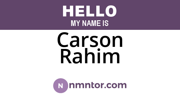 Carson Rahim