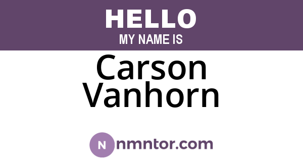 Carson Vanhorn