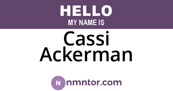 Cassi Ackerman