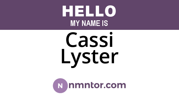 Cassi Lyster