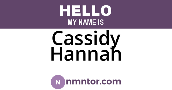 Cassidy Hannah