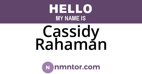 Cassidy Rahaman