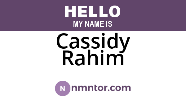 Cassidy Rahim