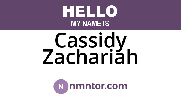 Cassidy Zachariah