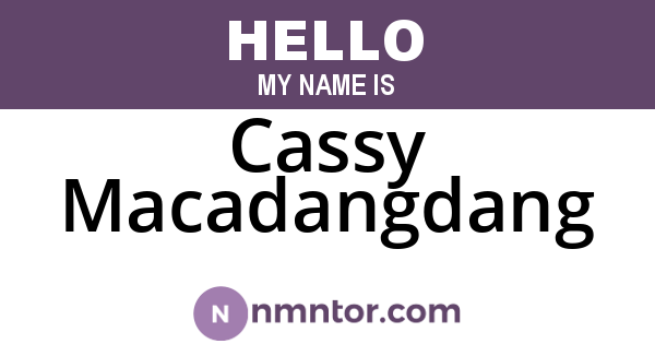 Cassy Macadangdang