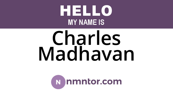 Charles Madhavan