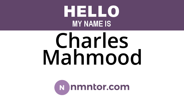 Charles Mahmood