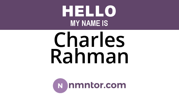 Charles Rahman