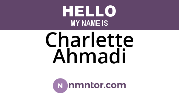 Charlette Ahmadi
