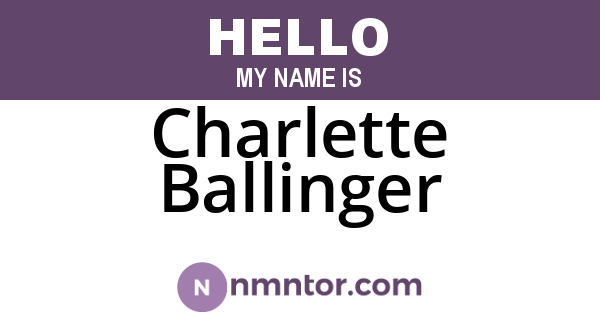 Charlette Ballinger
