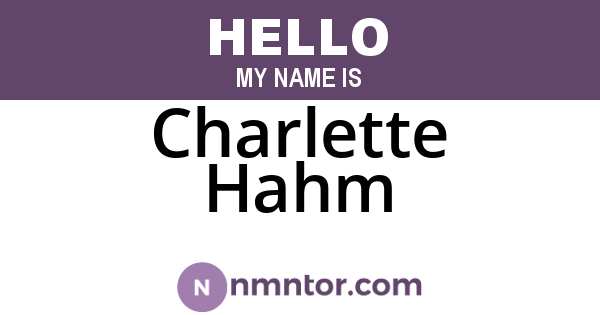 Charlette Hahm