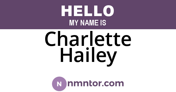 Charlette Hailey