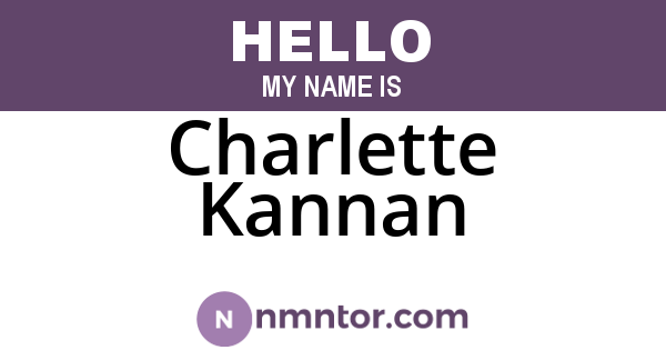 Charlette Kannan