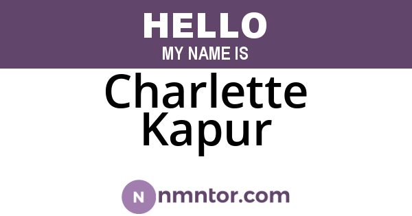Charlette Kapur