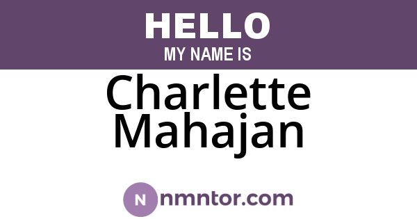 Charlette Mahajan