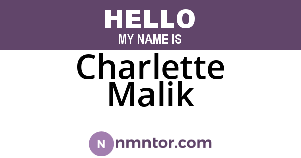 Charlette Malik