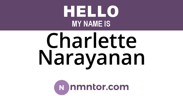 Charlette Narayanan