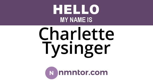 Charlette Tysinger