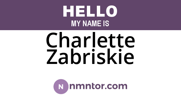 Charlette Zabriskie