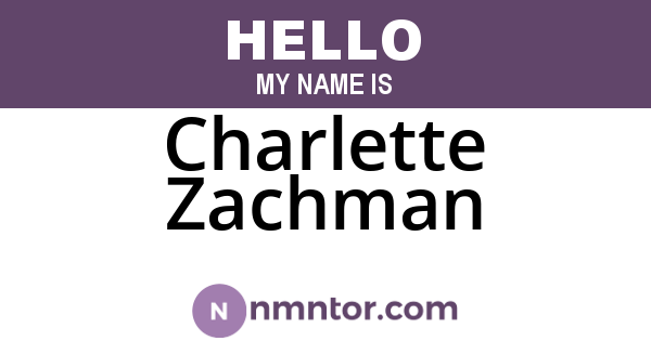 Charlette Zachman