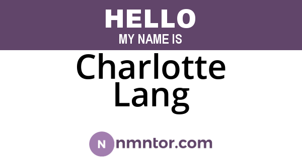 Charlotte Lang