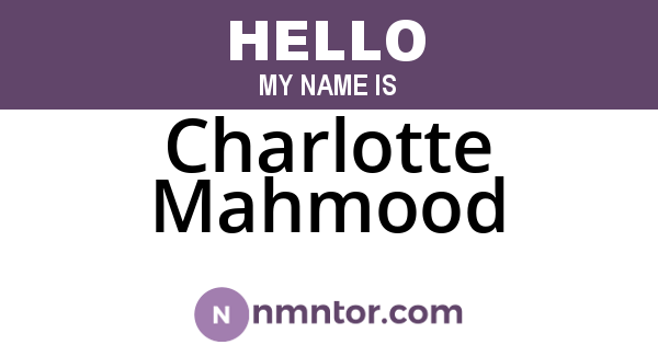 Charlotte Mahmood