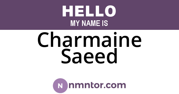 Charmaine Saeed
