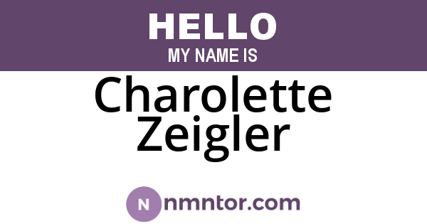 Charolette Zeigler