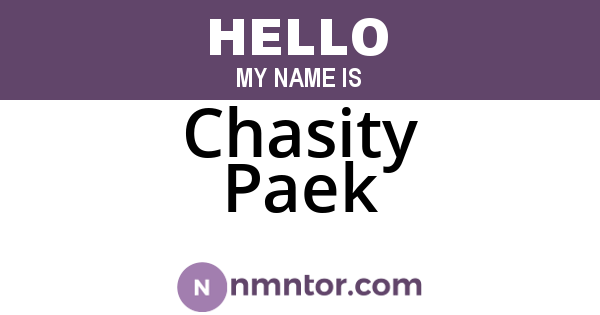 Chasity Paek