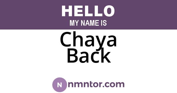 Chaya Back