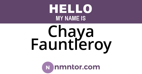 Chaya Fauntleroy