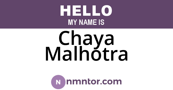 Chaya Malhotra