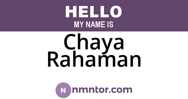 Chaya Rahaman