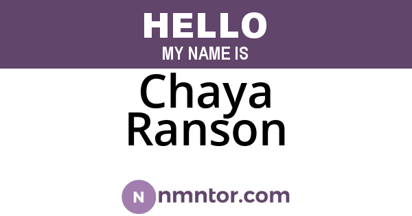 Chaya Ranson