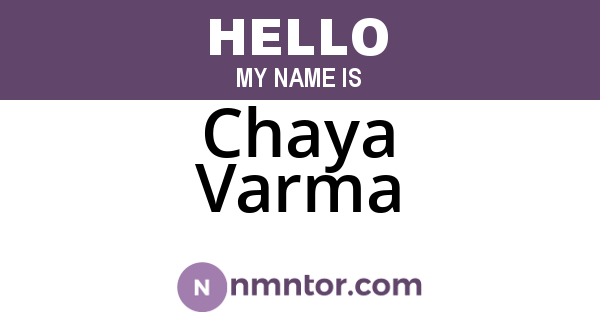 Chaya Varma
