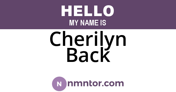 Cherilyn Back