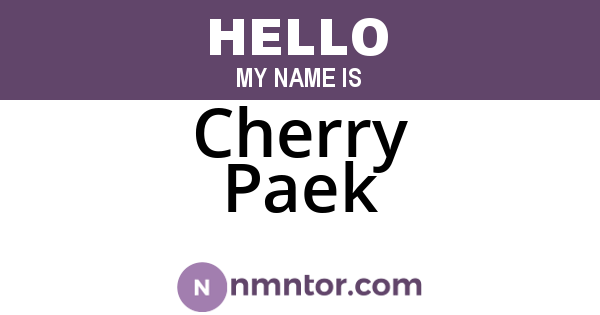 Cherry Paek