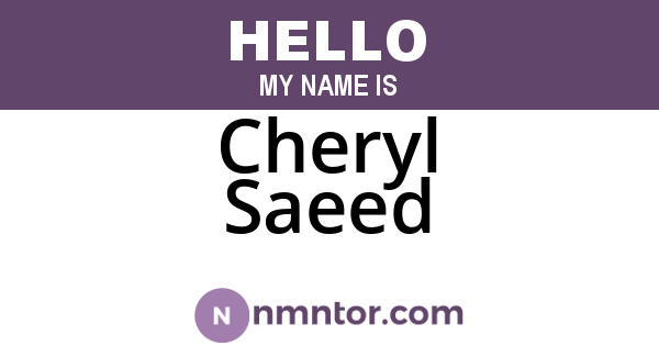 Cheryl Saeed