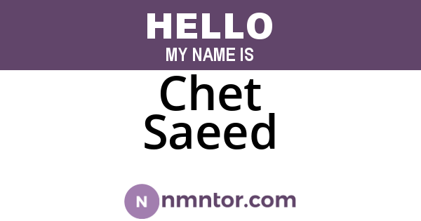 Chet Saeed