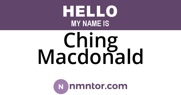 Ching Macdonald