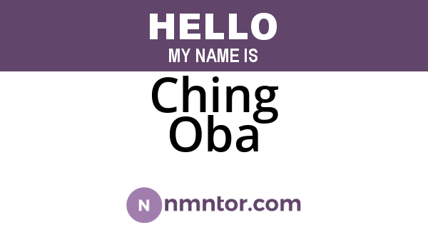 Ching Oba