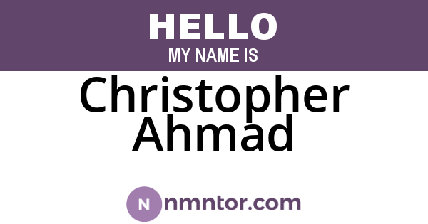 Christopher Ahmad