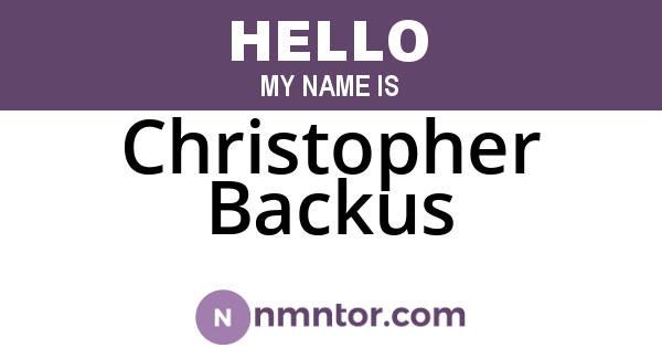 Christopher Backus