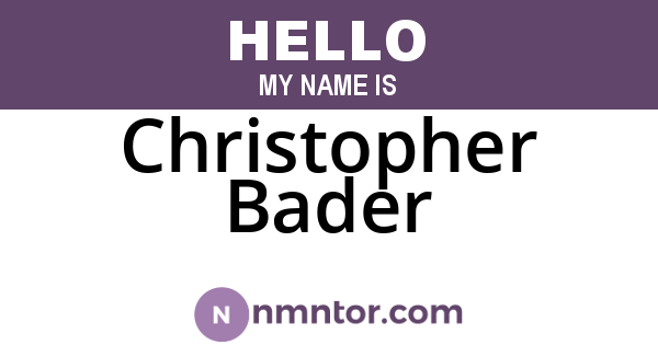 Christopher Bader
