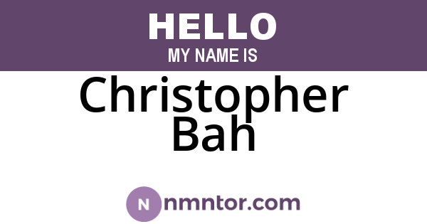 Christopher Bah