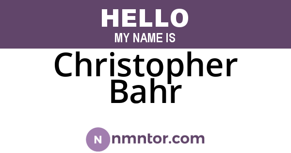 Christopher Bahr