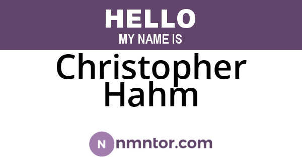 Christopher Hahm