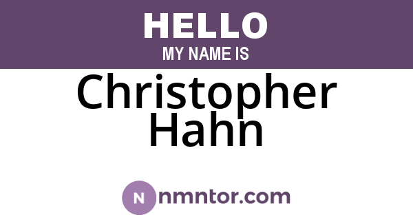 Christopher Hahn