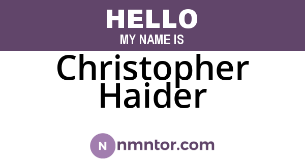 Christopher Haider